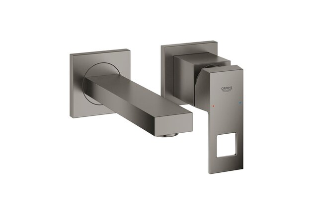 Baterie Grohe Eurocube umyvadlová podomítková, dvouotvorová, bez tělesa, hard graphite kartáčovaný, 19895AL0