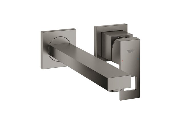 Baterie Grohe Eurocube umyvadlová podomítková, dvouotvorová, bez tělesa, hard graphite kartáčovaný, 23447AL0