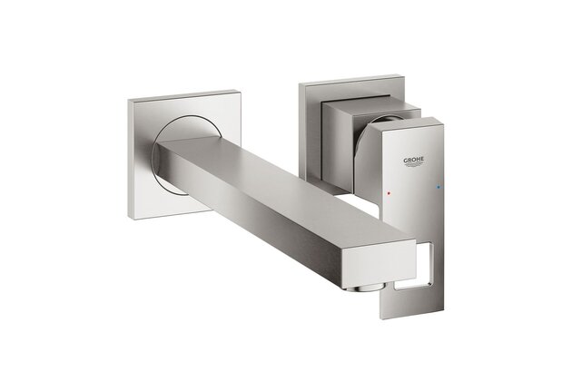 Baterie Grohe Eurocube umyvadlová podomítková, dvouotvorová, bez tělesa, supersteel - infinity, 23447DC0