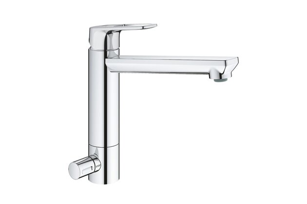 Baterie Grohe BauLoop dřezová otočná, s ventilem k myčce, chrom, 31713000