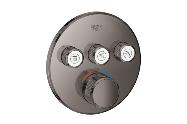 Baterie Grohe SmartControl sprchová podomítková termostatická, 3 ventily, bez tělesa, hard graphite, 29121A00
