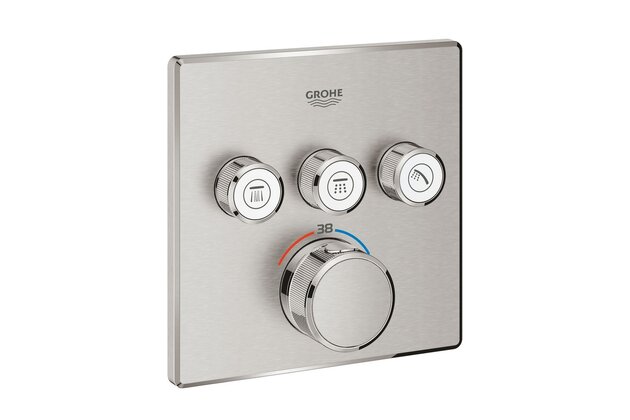 Baterie Grohe SmartControl sprchová podomítková termostatická, 3 ventily, bez tělesa, supersteel - infinity, 29126DC0