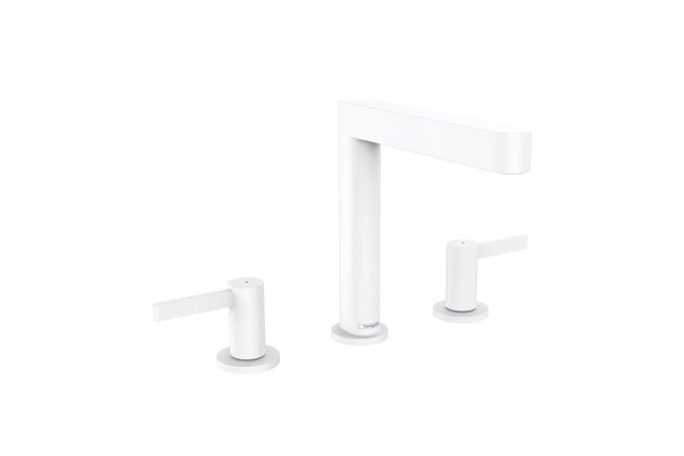 Baterie Hansgrohe Finoris umyvadlová, 3otvorová, 160, s odtokovou soupravou, Push-Open, bílá mat, 76034700