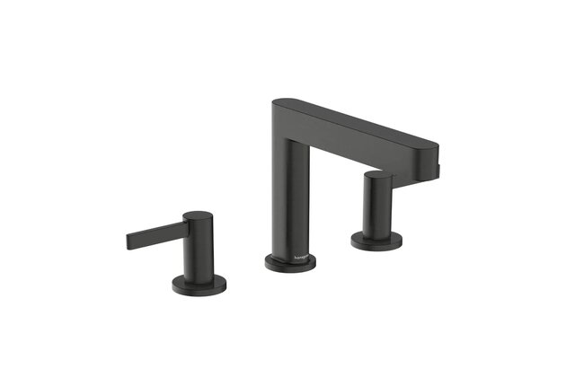 Baterie Hansgrohe Finoris umyvadlová, 3otvorová, 110, s odtokovou soupravou, Push-Open, černý chrom kartáčovaný, 76033340