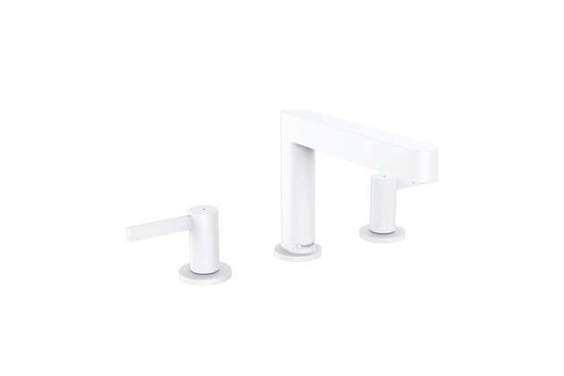 Baterie Hansgrohe Finoris umyvadlová, 3otvorová, 110, s odtokovou soupravou, Push-Open, bílá mat, 76033700
