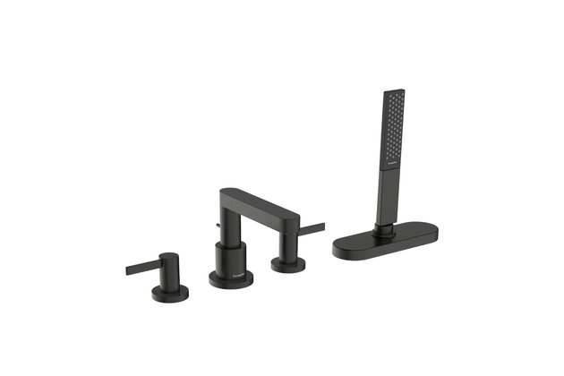 Vanová souprava Hansgrohe Finoris 4otvorová, na okraj vany, bez tělesa, černý chrom kartáčovaný, 76444340