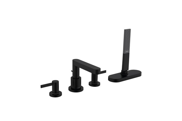 Vanová souprava Hansgrohe Finoris 4otvorová, na okraj vany, s tělesem sBox, černá mat, 76444670