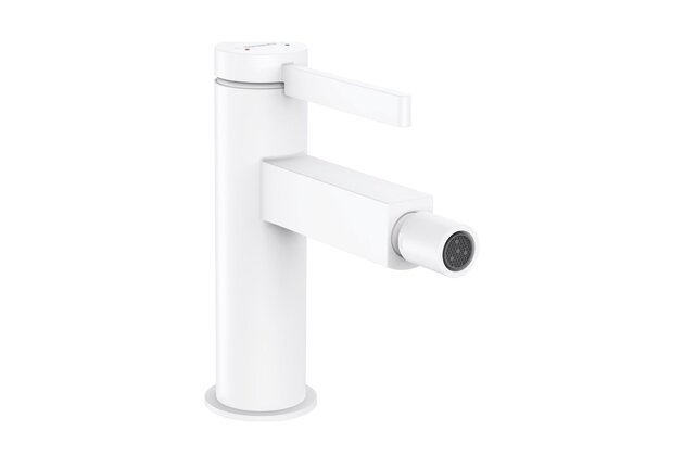 Baterie Hansgrohe Finoris bidetová, páková, s odtokovou soupravou, Push-Open, bílá mat, 76200700