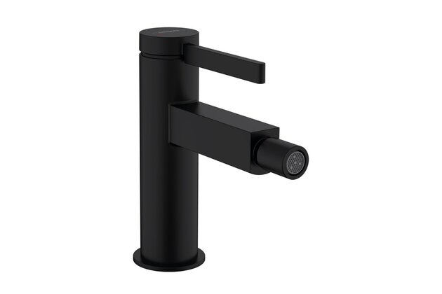 Baterie Hansgrohe Finoris bidetová, páková, s odtokovou soupravou, Push-Open, černá mat, 76200670