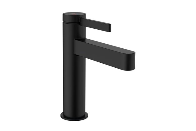 Baterie Hansgrohe Finoris umyvadlová, páková, 110, CoolStart, s odtokovou soupravou, Push-Open, černá mat, 76024670