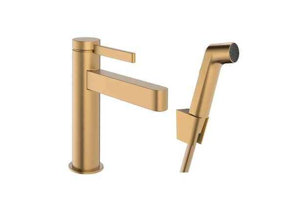 Baterie Hansgrohe Finoris umyvadlová, páková, 110, s bidetovou sprškou, bronz kartáčovaný, 76210140