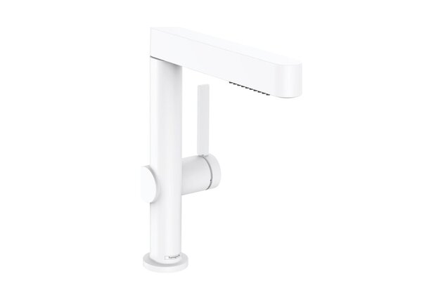Baterie Hansgrohe Finoris umyvadlová, páková, 230, s vytahovací sprškou, 2jet, s odtokovou soupravou, Push-Open, bílá mat, 76063700