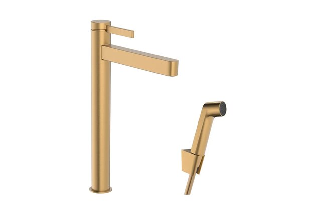 Baterie Hansgrohe Finoris umyvadlová, páková, 260, s bidetovou sprškou, bronz kartáčovaný, 76220140