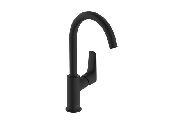 Baterie Hansgrohe Logis umyvadlová, otočná, bez výpusti, černá mat, 71131670
