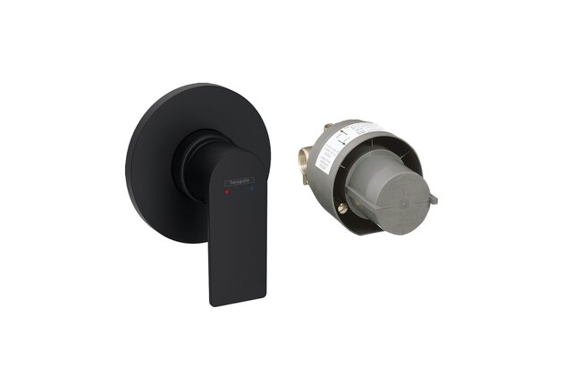 Baterie Hansgrohe Rebris E sprchová podomítková, včetně tělesa, černá mat, 72658670