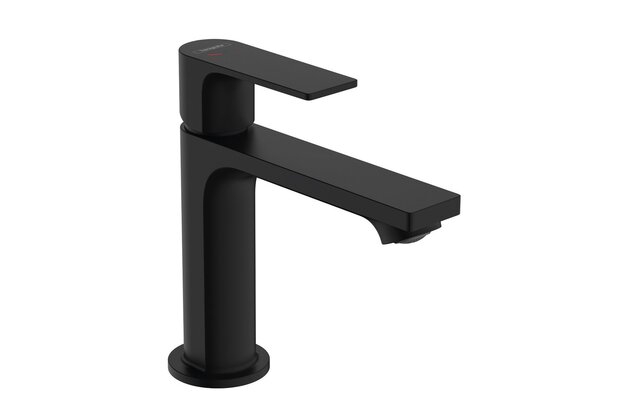 Baterie Hansgrohe Rebris E umyvadlová, CoolStart, s kovovou výpustí, černá mat, 72551670