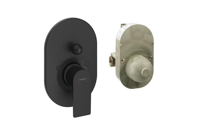 Baterie Hansgrohe Rebris E sprchová podomítková, včetně tělesa, černá mat, 72458670