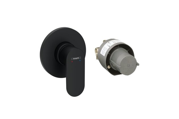 Baterie Hansgrohe Rebris S sprchová podomítková, s tělesem, černá mat, 72648670
