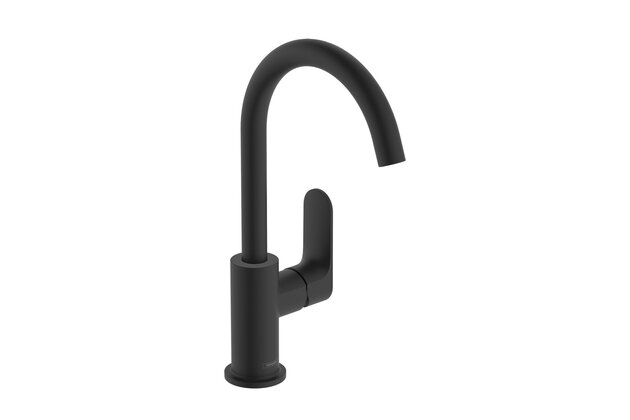 Baterie Hansgrohe Rebris S umyvadlová, otočná, s výpustí, černá mat, 72536670