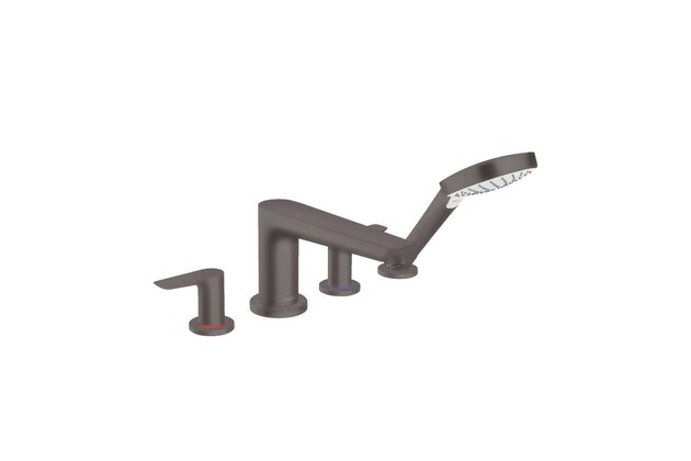 Vanová souprava Hansgrohe Talis E 4otvorová, na okraj vany, bez tělesa, černý chrom kartáčovaný, 71748340