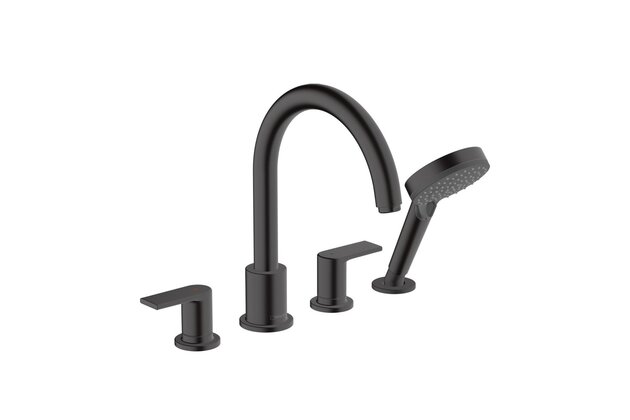 Vanová souprava Hansgrohe Vernis Shape 4otvorová, na okraj vany, bez tělesa, černá mat, 71459670