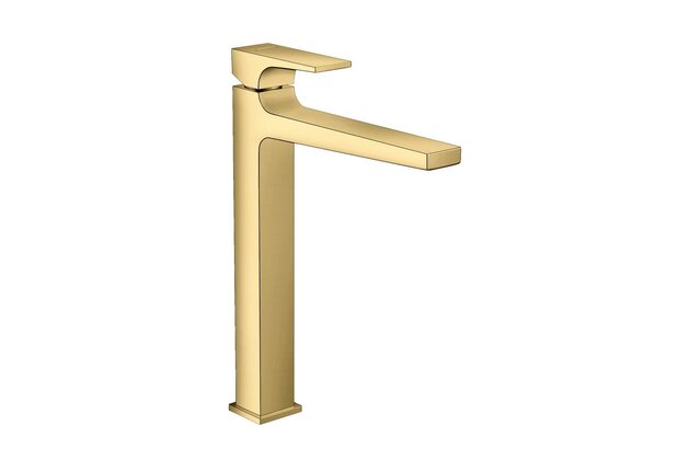 Baterie Hansgrohe Metropol umyvadlová, vysoká, s výpustí click-clack, zlatá lesk, 32512990