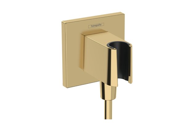 Držák sprchy Hansgrohe FixFit E, s přípojkou hadice, zlatá lesk, 26889990