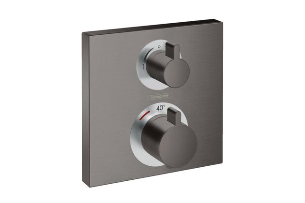 Baterie Hansgrohe Ecostat Square sprchová podomítková, termostatická, bez tělesa, černý chrom kartáčovaný, 15714340