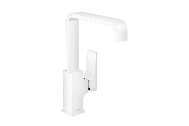 Baterie Hansgrohe Metropol umyvadlová stojánková, vysoká, s výpustí, bílá mat, 32511700