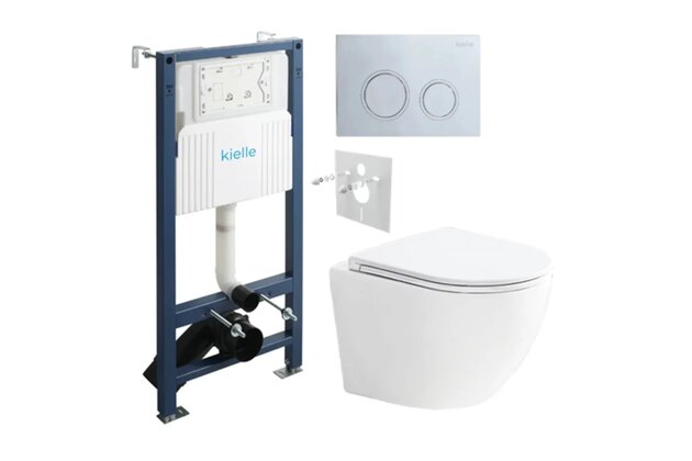 Set předstěnové instalace Kielle Genesis + vortex WC se sedátkem EBS Urban + tlačítko Gemini, chrom lesk, KKE032