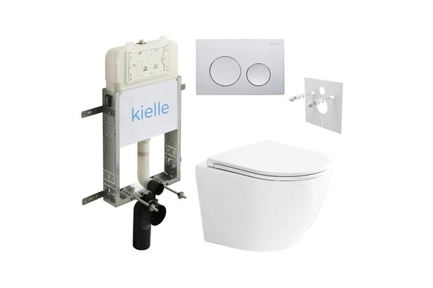 Set předstěnové instalace Kielle Genesis + vortex WC se sedátkem EBS Urban + tlačítko Gemini, chrom lesk, KKE083