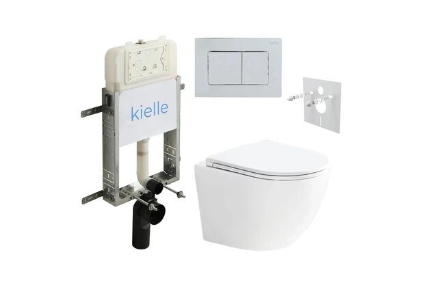 Set předstěnové instalace Kielle Genesis + vortex WC se sedátkem EBS Urban + tlačítko Gemini, chrom lesk, KKE089