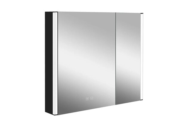 Skříňka Kielle Arkas zrcadlová 80, LED osvětlení, USB port, černá mat, 50111814