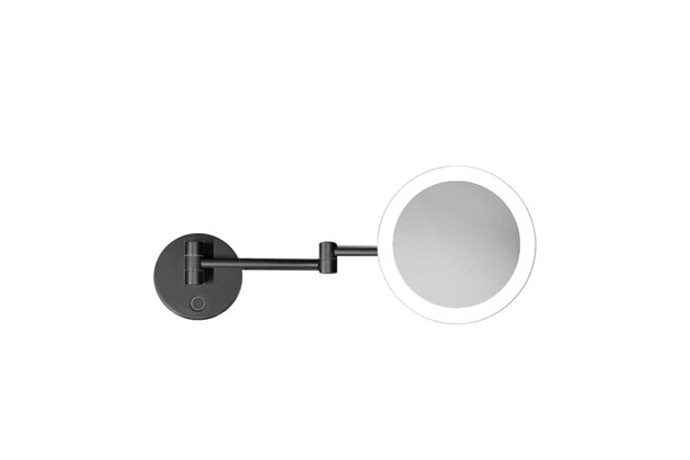 Kosmetické zrcátko Kielle Idolio s LED osvětlením, černá mat, 50324024