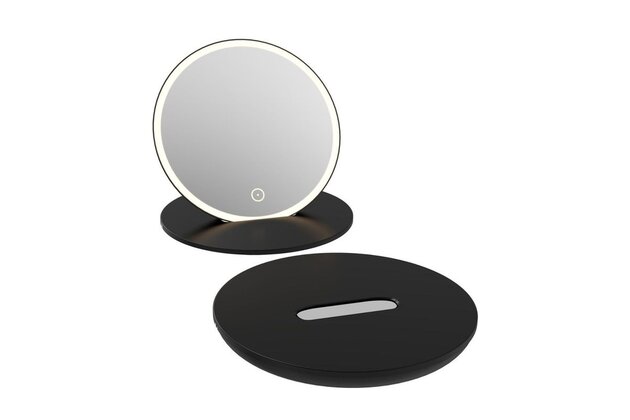 Kosmetické zrcátko Kielle Idolio s LED osvětlením, černá, 50324034