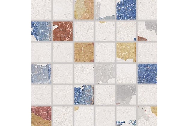 Mozaika Rako Betonico vícebarevná mat rektifikovaná 30x30 WDM05796