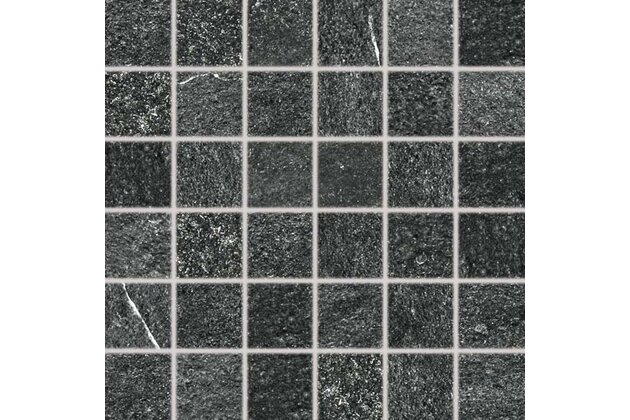 Mozaika Rako Quarzit černá struktura mat rektifikovaná 30x30 DDM05739