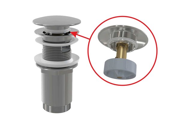 Výpust umyvadlová Alcadrain chrom CLICK/CLACK 5/4" celokovová s přepadem, velká zátka A392C Výpust umyvadlová Alcadrain chrom CLICK/CLACK 5/4" celokovová s přepadem, velká zátka A392C