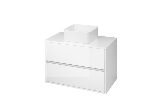 Crea 80 bílá skříňka s deskou, umyvadlo Crea na desku hranaté 35 Crea 80 bílá skříňka s deskou, umyvadlo Crea na desku hranaté 35