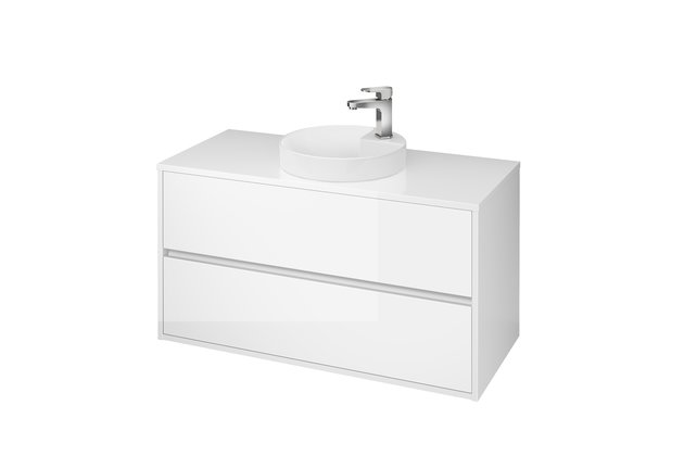 Crea 100 bílá skříňka s deskou, umyvadlo Crea do desky kulaté 38