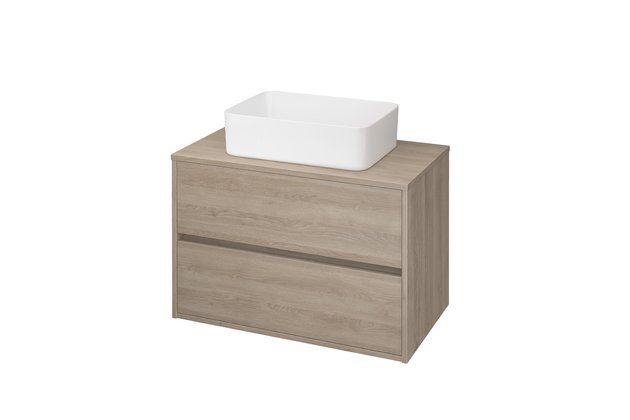 Crea 80 dub skříňka s deskou, umyvadlo Crea na desku hranaté 50 Crea 80 dub skříňka s deskou, umyvadlo Crea na desku hranaté 50