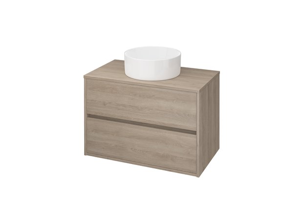 Crea 80 dub skříňka s deskou, umyvadlo Crea na desku kulaté 38 Crea 80 dub skříňka s deskou, umyvadlo Crea na desku kulaté 38