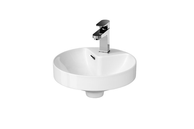 Umyvadlo Cersanit Crea 38 na desku kruh, s otvorem, s přepadem, bílá, K114-002 Umyvadlo Cersanit Crea 38 na desku kruh, s otvorem, s přepadem, bílá, K114-002