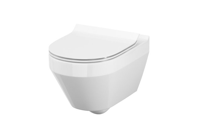 WC mísa Cersanit Crea závěsná bílá oválná Clean On sedátko slim duroplast soft close easy off tlačítko set 906, K701-212