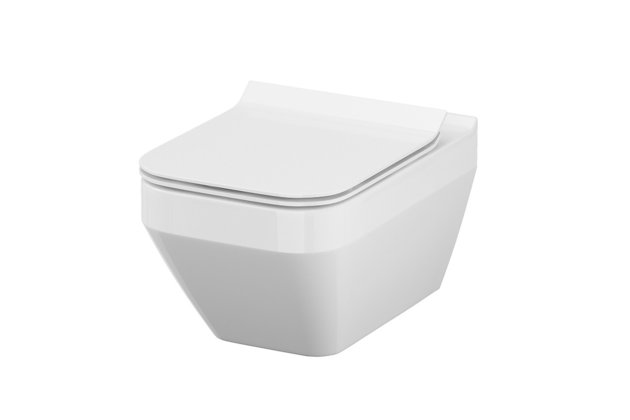 WC mísa Cersanit Crea závěsná bílá hranatá Clean On sedátko slim duroplast soft close easy off tlačítko set 907, K701-213