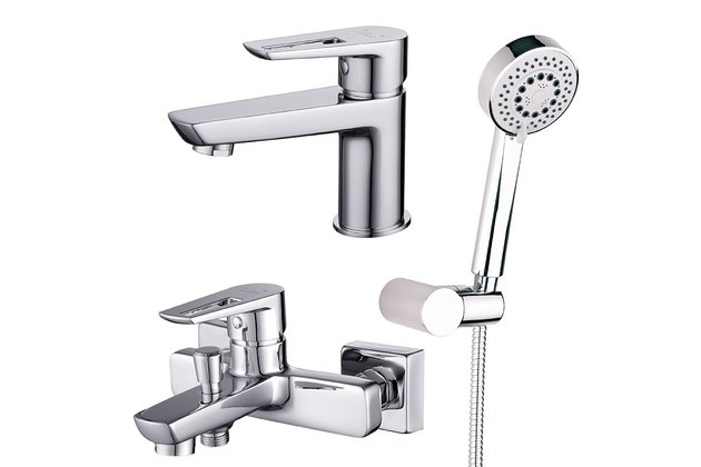 Set baterií Cersanit Mille umyvadlová a vanová, sprchová, sprchový set Lani, chrom, S952‑003 Set baterií Cersanit Mille umyvadlová a vanová, sprchová, sprchový set Lani, chrom, S952‑003