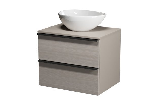 Virgo 60 šedá skříňka úchyt černá, umyvadlo Moduo na desku nepravidelné 40 Virgo 60 šedá skříňka úchyt černá, umyvadlo Moduo na desku nepravidelné 40