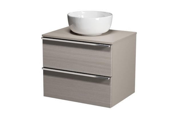 Virgo 60 šedá skříňka úchyt chrom, umyvadlo Moduo na desku kulaté 35