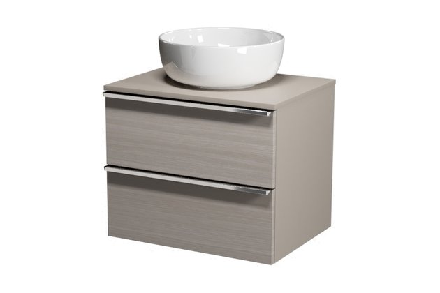 Virgo 60 šedá skříňka úchyt chrom, umyvadlo Moduo na desku kulaté 40