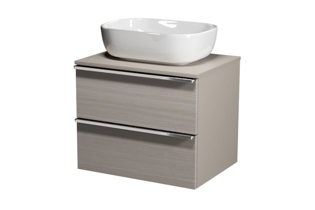 Virgo 60 šedá skříňka úchyt chrom, umyvadlo Moduo na desku obdélníkové 50